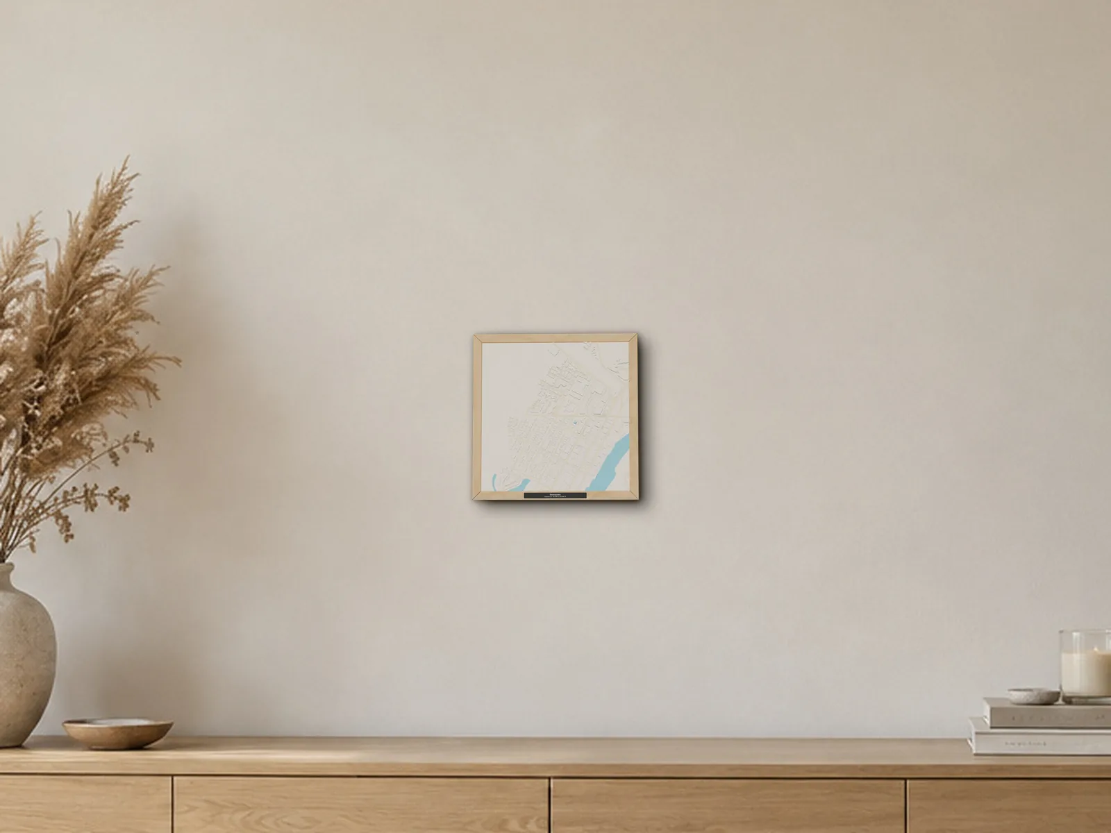 A framed 3D model of Downtown, Squamish, BC, in a generated room